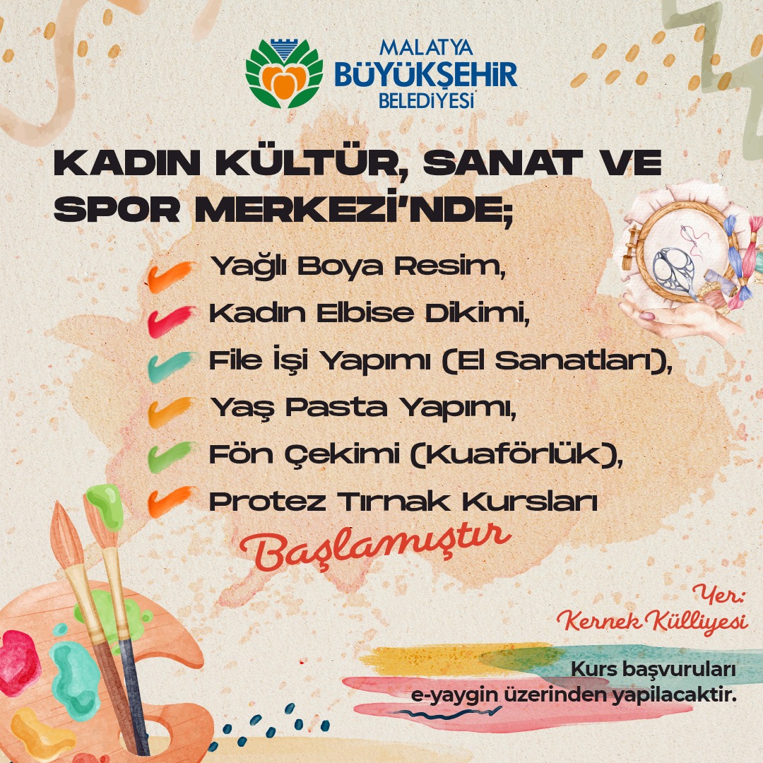 BÜYÜKŞEHİR BELEDİYESİ KADIN KÜLTÜR SANAT VE SPOR MERKEZİ’NDE KURS KAYITLARI BAŞLADI